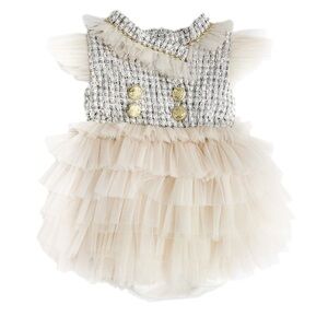 Petite Maison Kids Fira Tweed and Tulle Romper